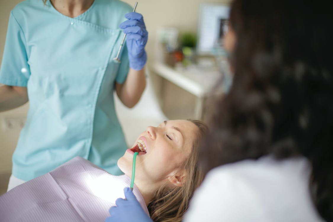 Patient getting prepared for a dental implant