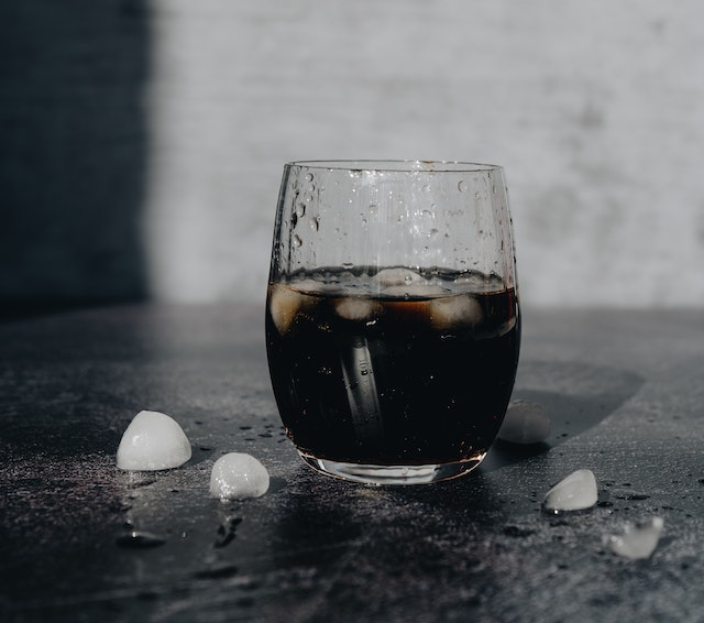 Closeup of drinks in a glass