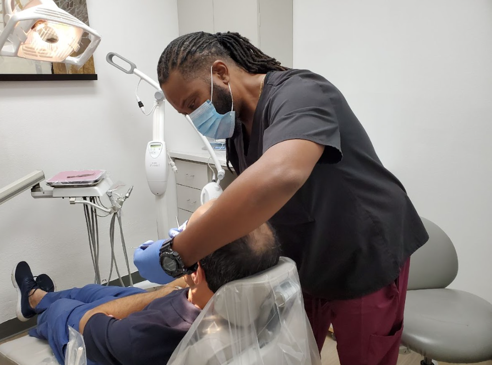 A dentist at work  